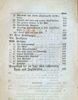 LAUROP, FISCHER - SYLVAN EIN JAHRBUCH FÜR FORSTMÄNNER,JÄGER UND JAGDFREUNDE FÜR DAS JAHR 1816 - 7