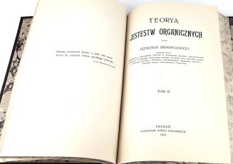 ŚNIADECKI- TEORYA JESTESTW ORGANICZNYCH t.1-2 (komplet współoprawny) wyd.1905 - 10