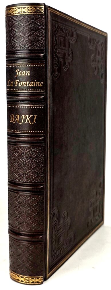 LA FONTAINE- BAJKI, il. Grandeville, luksusowa oprawa skórzana