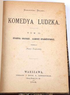 BALZAC - KOMEDYA LUDZKA t.II 1880 Pierwsze polskie wydanie! - 3