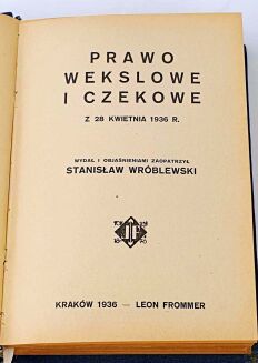 ROSENBLUTH- PRAWO WEKSLOWE I CZEKOWE  Komentarz I-II wyd.1936 - 3