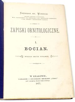 WODZICKI- ZAPISKI ORNITOLOGICZNE Bocian 1877 - 2