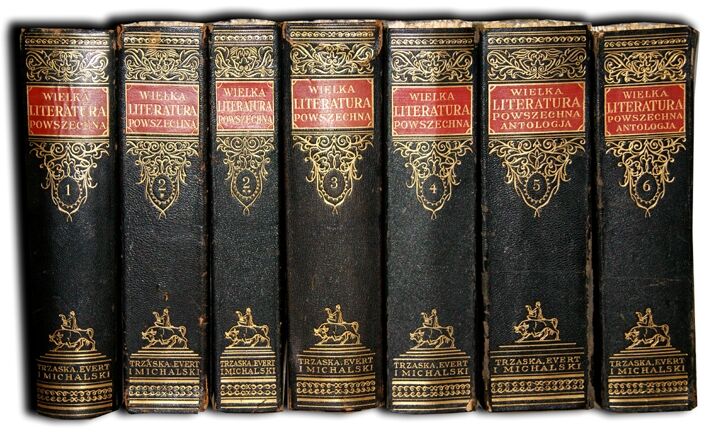 WIELKA LITERATURA POWSZECHNA Tom I-IVI [w 7 wol.] komplet OPRAWA ilustracje