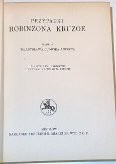 DEFOE - PRZYPADKI ROBINZONA KRUZOE wyd. 1937 stan - 2
