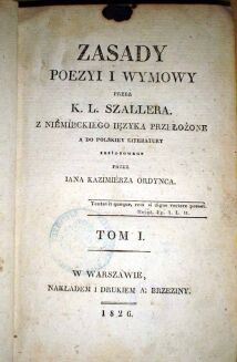 SZALLER- ZASADY POEZYI I WYMOWY wyd. 1826r. PÓŁSKÓREK - 2