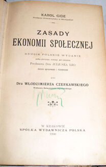 GIDE- ZASADY EKONOMII SPOŁECZNEJ wyd. 1900 oprawa - 3