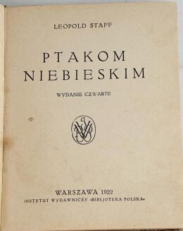 STAFF- PTAKOM NIEBIESKIM. Warszawa 1922 - 2