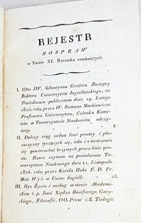 ROCZNIK TOWARZYSTWA NAUKOWEGO Tom XI 1826r. - 3