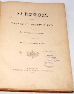 WITKIEWICZ - NA PRZEŁĘCZY wyd.1891r. OPRAWA WYDAWNICZA drzeworyty - 4