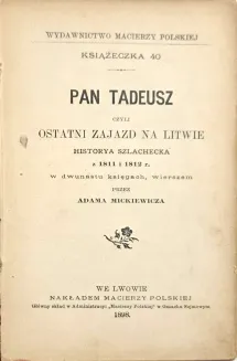 MICKIEWICZ Adam - PAN TADEUSZ wyd. 1898 - 3