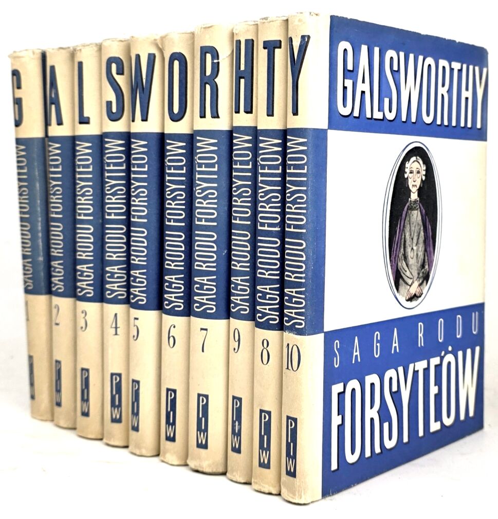 GALSWORTHY- SAGA RODU FORSYTE'ÓW t.1-10 (komplet) obwoluty, piękny egzemplarz
