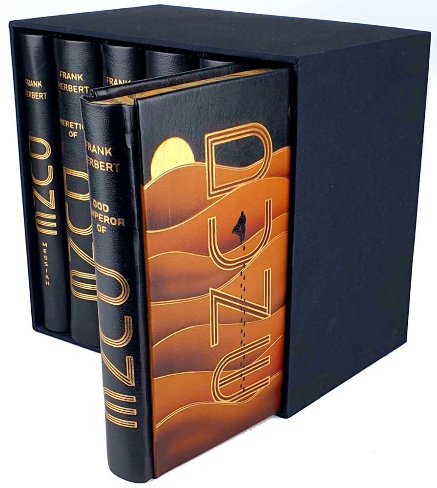 FRANK HERBERT - DUNE SAGA 6 book boxed, complete set, leather rebound