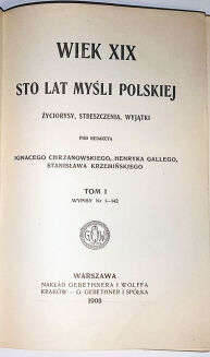 WIEK XIX Sto lat myśli polskiej Tom I-IX (komplet) wyd.1906r. OPRAWA - 6