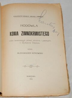 NITKOWSKI - HODOWLA KONIA ZIMNOKRWISTEGO wyd. 1904r. ILUSTRACJE - 2