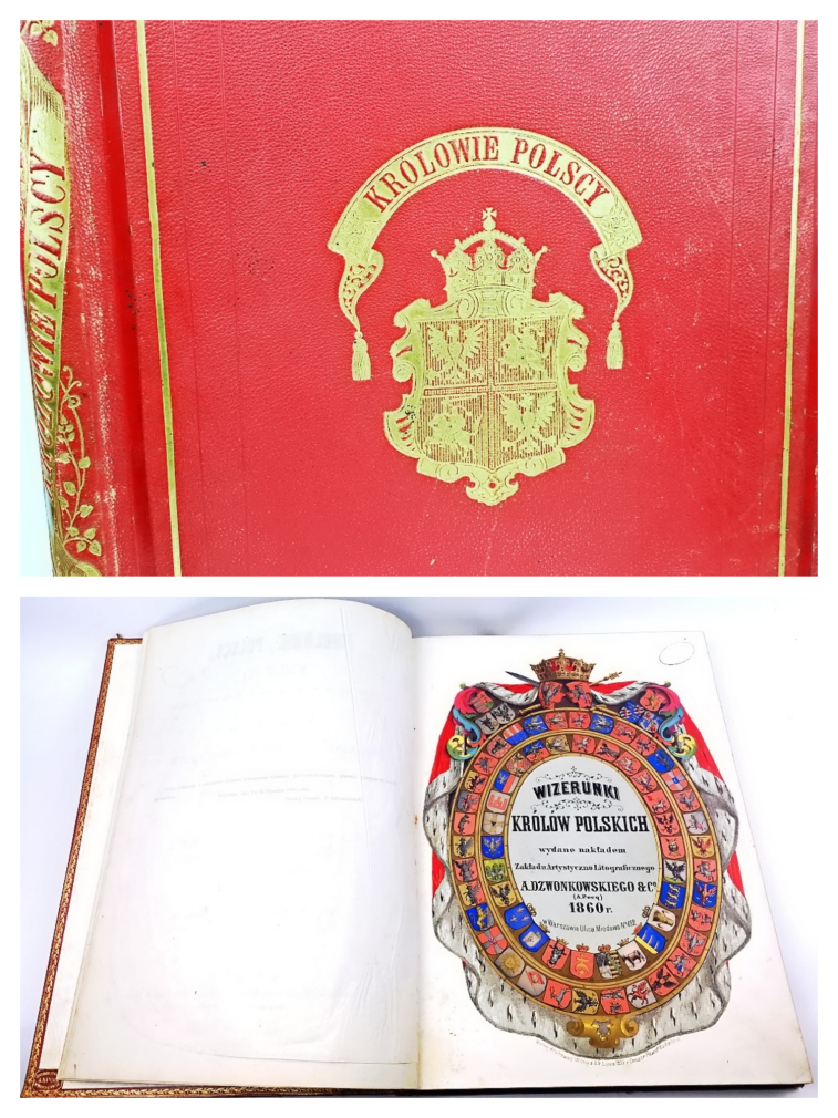 LESSER- KRÓLOWIE POLSCY wizerunki zebrane i rysowane przez Alexandra wyd. 1860 oprawa A. Kantora  