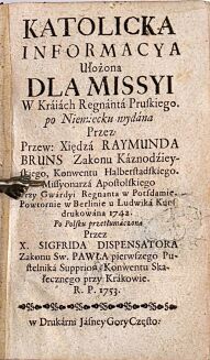 BRUNS - KATOLICKA INFORMACYA UŁOŻONA DLA MISSYI 1753 - 2