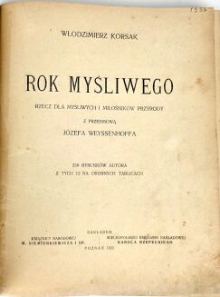 KORSAK- ROK MYŚLIWEGO wyd. 1922, oprawa luksusowa skóra - 5