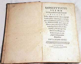 KONSTYTUCYE Seymu extraordynaryinego w Warszawie roku 1767 - 2