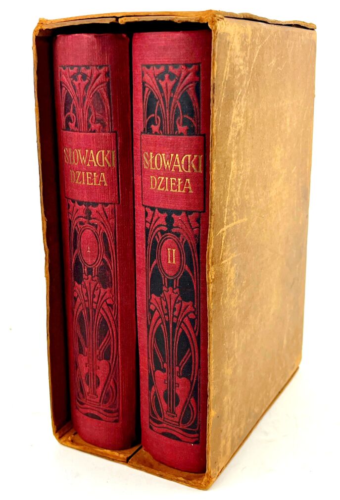 SŁOWACKI- DZIEŁA t.I-II [komplet] red. Pini wyd. 1910r. portrety, futerał