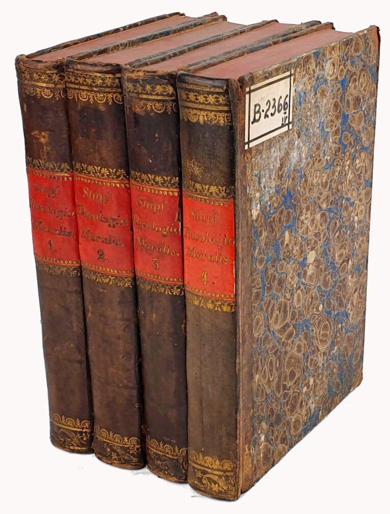STAPF- THEOLOGIA MORALIS IN COMPENDIUM REDACTA t.1-4 [komplet w 4 wol.], dekoracyjny półskórek