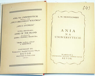 MONTGOMERY- ANNE OF THE ISLAND first polish edition - 2