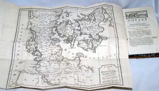 COXE- VOYAGE EN POLOGNE, RUSSIE, SUEDE, DANNEMARC, etc. t. I-IV [komplet] wyd. 1786 - plany, mapy, portrety, ilustracje - 27