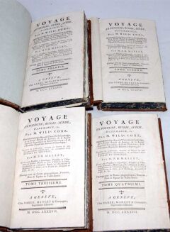 COXE- VOYAGE EN POLOGNE, RUSSIE, SUEDE, DANNEMARC, etc. t. I-IV [komplet] wyd. 1786 - plany, mapy, portrety, ilustracje - 5
