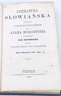 MICKIEWICZ- LITERATURA SŁOWIAŃSKA t. I-IV [komplet] Poznań 1865 OPRAWA - 4