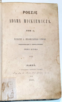 MICKIEWICZ - POEZJE t.1-2 [[w 1 wol.] Paryż 1838 - 2