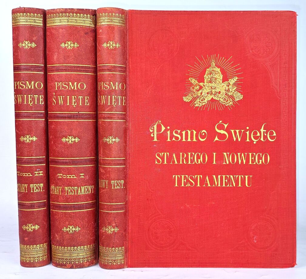 WUJEK - PISMO ŚWIĘTE STAREGO I NOWEGO TESTAMENTU wg. przekładu J. WUJKA  1000 ilustracji Tom I-III [komplet] PIĘKNA OPRAWA