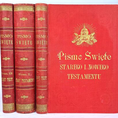WUJEK - PISMO ŚWIĘTE STAREGO I NOWEGO TESTAMENTU wg. przekładu J. WUJKA  1000 ilustracji Tom I-III [komplet] PIĘKNA OPRAWA