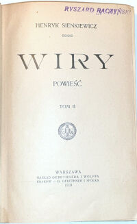 SIENKIEWICZ- WIRY t.1-2 [komplet w 2wol.] wyd.1 - 3