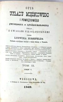 [PIERWSZY NOWOCZESNY POLSKOJĘZYCZNY PODRĘCZNIK ANATOMII] HIRSCHFELD - ANATOMIA OPISOWA CIAŁA LUDZKIEGO. OPIS UKŁADU MIĘŚNIOWEGO I POWIĘZIOWEGO. OPIS UKŁADU TRZEWOWEGO - 2