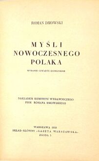 DMOWSKI - MYŚLI NOWOCZESNEGO POLAKA 1933 ładny półskórek - 2