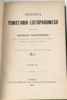 BARZYKOWSKI - HISTORYA POWSTANIA LISTOPADOWEGO t.1-5 [komplet w 5 wol.] Poznań 1883-1884. - 8