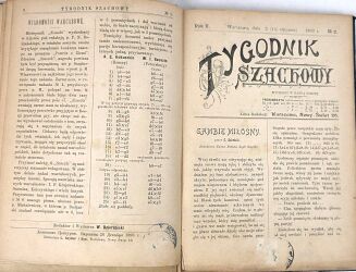 [PIERWSZE POLSKIE CZASOPISMO SZACHOWE] TYGODNIK SZACHOWY R. 2. Nr 1-2, 5-26. Warszawa 1899 - 5