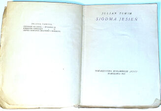 TUWIM- SIÓDMA JESIEŃ wyd. 1922 z podpisem autora - 2
