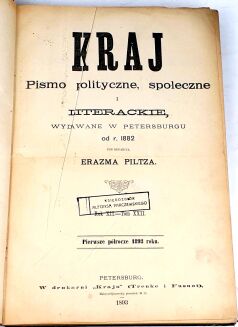 PLITZ- KRAJ Pismo polityczne, społeczne i literackie 1893 [półrocznik]. z biblioteki Alfonsa Parczewskiego h. Nałęcz - 2