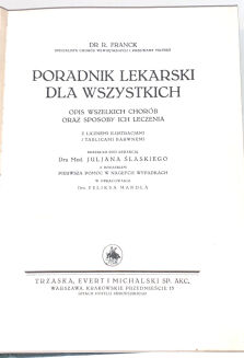 FRANCK- PORADNIK LEKARSKI DLA WSZYSTKICH wyd. 1932 - 3