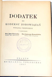 KORZONEK, ROSENBLUTH - DODATEK DO KODEKSU ZOBOWIĄZAŃ - 2