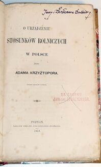 KRZYŻTOPÓR- O URZĄDZENIU STOSUNKÓW ROLNICZYCH W POLSCE wyd.1859 - 3