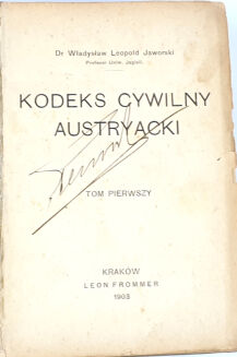 JAWORSKI- KODEKS CYWILNY AUSTRYACKI wyd. 1905r. t.1-2 [komplet w 2wol.] oprawa JAHODA - 2