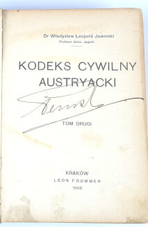 JAWORSKI- KODEKS CYWILNY AUSTRYACKI wyd. 1905r. t.1-2 [komplet w 2wol.] oprawa JAHODA - 3
