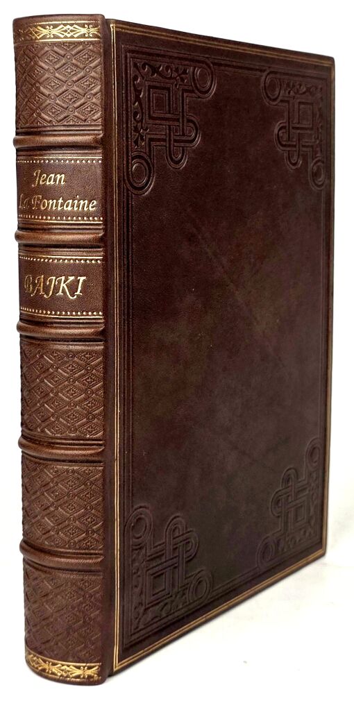 LA FONTAINE- BAJKI, il. Grandeville, luksusowa oprawa skórzana