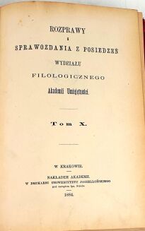 [PRZYCZYNEK DO GWARY ZAKOPIAŃSKIEJ] ROZPRAWY I SPRAWOZDANIA Z POSIEDZEŃ WYDZIAŁU FILOLOGICZNEGO. TOM X wyd. 1884 - 2