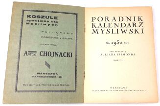 EJSMOND - PORADNIK KALENDARZ MYŚLIWSKI na 1930 rok - 2
