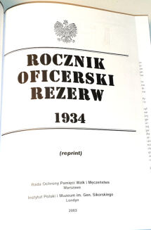 ROCZNIK OFICERSKI REZERW 1934 + Sprostowania i uzupełnienia - 2