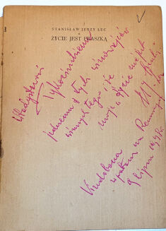 LEC- ŻYCIE JEST FRASZKĄ  wyd.1948r. dedykacja Autoa - 2