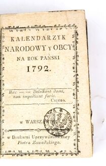 [KONSTYTUCJA 3 MAJA 1791]. KALENDARZYK NARODOWY I OBCY Warszawa 1791/2, suplement - 4