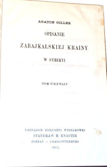 GILLER- OPISANIE ZABAJKALSKIEJ KRAINY W SYBERYI t.1-3 (komplet w 3wol.) - 3